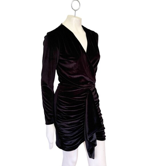 ALEXIA ADMOR Juliana Velvet Ruched Drape Mini Dress in Black SZ L - Picture 8 of 15